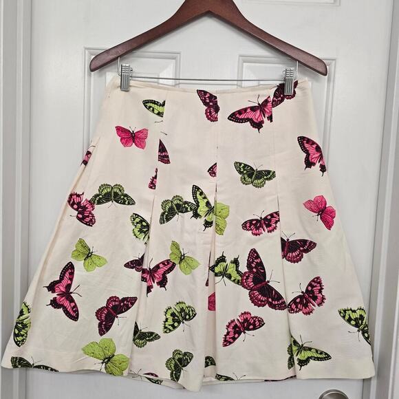 Talbots silk blend white butterfly mini skirt pleated 6P coquette cottagecore - Picture 3 of 10